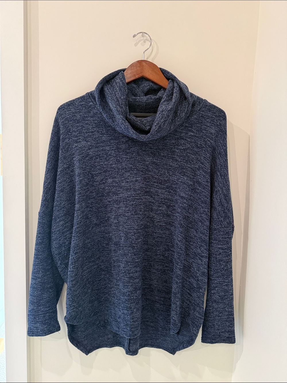 Chris & Carol Navy Marled Cowl Neck Sweater